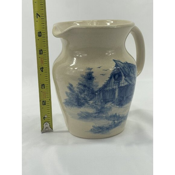 Vintage Yesteryears Casey Pottery Country Pitcher with Blue Design Marshall TX - Picture 7 of 8